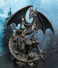 Stone Dragon With Open Wings Guarding Medieval Castle On Mountain Rocks Figurine