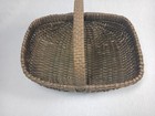 Antique Vintage Primitive Hand-woven Buttocks Gathering Basket Bent Wood Handle