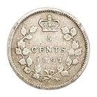 1897 Canada 5c Five Cents Silver Old Tiny Coin Queen Victoria