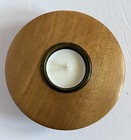 Handcrafted Wood Tea Lite Holder New Zeland Signed 4 5 Inches Wide