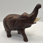 Vintage Wooden Elephant Statue Hand Carved Solid Wood