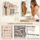 Hanging Jewelry Organizer Wall Mount With Rustic Wood Shelf Ring Box Earring