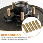 03372 Screw In Trailer Wheel Studs - 5 Pack   each Stud Measures 1 2 -20 X 2 