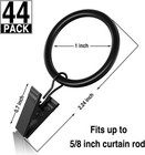 Lansian 44 Pack Curtain Rings With Clips  Black 1 apos  apos -44pack  