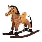 Qaba Kids Metal Plush Ride-on Rocking Horse Chair Toy With Realistic Sounds - Da