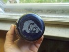 Cobalt Pontiled Decanter W hand Painted Enamel Decorations 3 Applied Neck Rings