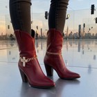 Women Gold Metal Boot Chain Bracelet Anklet Shoe Bling Cross Charm Handmade Set