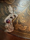 Pewter Gargoyle Demon On Skull With Crystal Ball And Sword