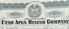 Utah Apex Mining Company Stock Certificate 1909 Bingham Canyon Copper Gold