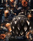 Day Of The Dead Dia De Los Muertos Authentic Vtg Mexican Pottery On Lamp Lampara