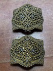 Pair Antique Deco Amber  Rhinestone Filigree Metal Shoe Buckles  I  Miller