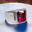 Ruby Emerald Cut Gemstone With 925 Sterling Silver Ring For Men s  995