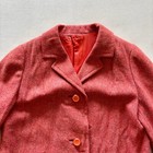 Vintage Cranberry Wool Tweed Weave Coat With Bakelite-look Buttons Medium