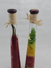Vintage 2 Oil Vinegar Infused Peppers   Citrus Decorative 9  Glass Bottles