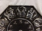 Vintage Mcm Black   Silver Astrology Zodiac Wall Plaque Dart Ind Made In Usa