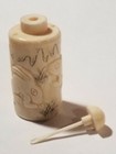 Antique Asian Hand Carved   Painted Natural Stone Snuff  Medicine Bottle Rabbits