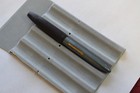 Vintage Fountain Pen Windsor Gray Blue Body Black Cap 14k Plated Nib Lever Fill