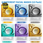 12 Pack Sheet Face Masks Skincare  Collagen Face Mask Hyaluronic Acid Hydrating 