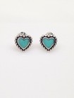 Small Turquoise Heart Stud Earrings 925 Sterling Silver Post 9 5mm 0 37  