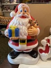 Lot Of 3 Vintage Blow Molds Santa Claus Frosty The Snowman Christmas Bear Joy 