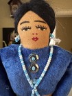Vintage 1980s Navajo Handmade Doll Earrings Necklace Blue Paisley Skirt 9 