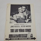 1952 Film Noir Las Vegas Story Exhibitor Sheet Jane Russell Vincent Price Promo