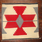 Antique Wool Navajo Handmage Rug Weaving Placemat Red Gray Beige Black 17 x17 