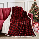  Sherpa Fleece Blanket Size  Super Soft Warm Buffalo Plaid Plush Gig Twin Red
