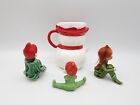 4 Vintage Christmas Japan Porcelain Pixies elfs Figurines   Lefton Snowman Mug  