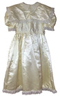 Ivory Cream Silky Lace Trim Toddler Girls Vintage Style Dress Baptism Wedding