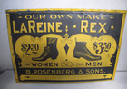Antique La Reine Rex Embossed Tin Ladies   Mens Shoe Sign By Meek   Beach Co 