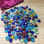 Lots Of Mixed Color Glass Mosaic Gems Gemstones 134 Pcs W  Bag 3 4 d X5 16 h