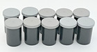 Vintage Lot Of 10 Empty Film Canisters Plastic 35mm Black With Gray Lids