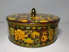 Vintage Daher Biscuit Tin Yellow Floral England With Lid