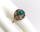 Vintage Ladies Yellow Gold Ring Chrysopras-cabochon 333     8kt  Rg  55