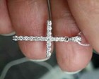1 40ct Round Cut Diamond Cross Pendant Necklace 14k White Gold Over Free Chain