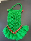 Vintage Christmas Macrame Hanging Decor W santa Green