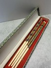 Vtg New 2 Pair Chopsticks Cloisonn   Bone     Gilt Enamel Floral Design 1960   s