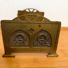 Vintage Brass Expandable Book Rack Adjustable Bookends Art Nouveau Style