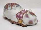 Chinese Famille Rose Porcelain Sleeping Cat Figurine 