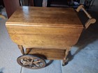 Vintage Wood Drop-leaf Tea Cart  bar  butler cart With A Walnut Or Maple Finish