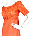 Vintage 50 s Montaldos Gown Maxi Dress Floral Lace Train Apricot Size X-small