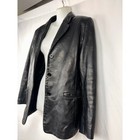 Vintage Identity Black Leather Blazer     Hand-whipstitched Trim  1990s