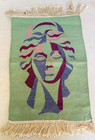 1970  Mcm Space Age Carpet Rug Style Art Textile Woman Face Wall Panel Modernism