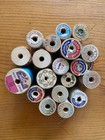 Vintage Lot Of 19 Wooden Sewing Thread Spools  Assorted Colors And Brands