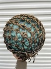 Vtg Large Japanese Blown Glass Fishing Float Aqua Blue Buoy Ball 38  12  Stamped