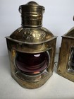 Vintage Brass copper Starboard   Port Signal Lanterns Original Red   Blue Glass