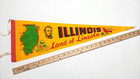 Illinois The Land Of Lincoln State Map Vintage Felt Pennant 8 5 x27 