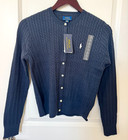 Polo Ralph Lauren Girl   s Cotton Cable Knit Cardigan Navy Size Xl  14-16  Nwt
