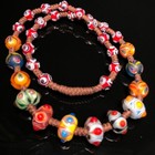 Unique Tibetan Old Coloured Glaze Dzi Eye Bead Amulet Necklace K0106